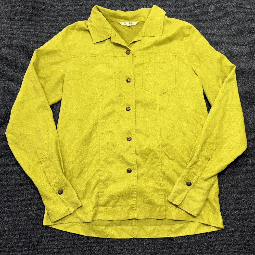 Tall Girl Button Up Shirt Womens Tall Small Green Long Sleeve Solid Basic Top